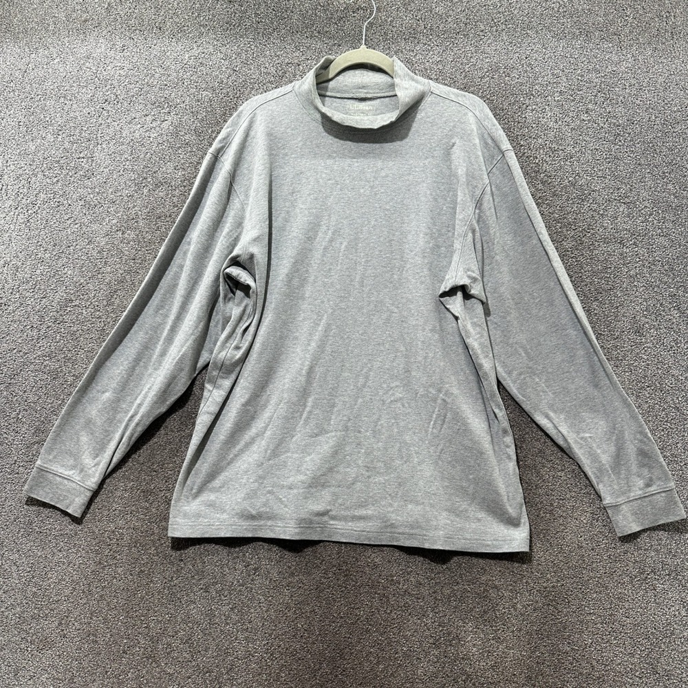 LL Bean Interlock Mock Neck Turtleneck Shirt Men‎ Long Sleeve Gray LT Large Tall
